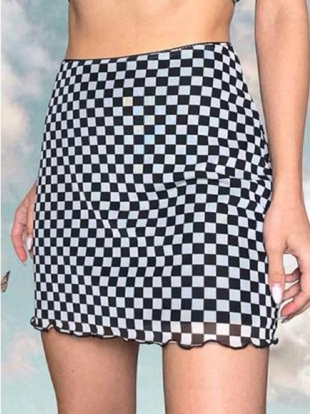 H&M Divided Checkerboard Mini Skirt - Black & White Size Small